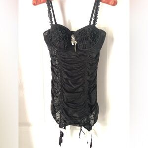 Victoria’s Secret mesh bow ruched lingerie bustier bodysuit 34B